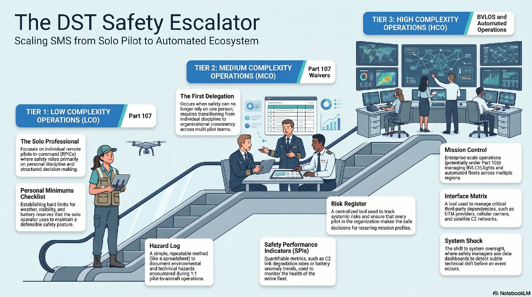 The DST Safety Escalator: scaling SMS from solo pilot to automated ecosystem