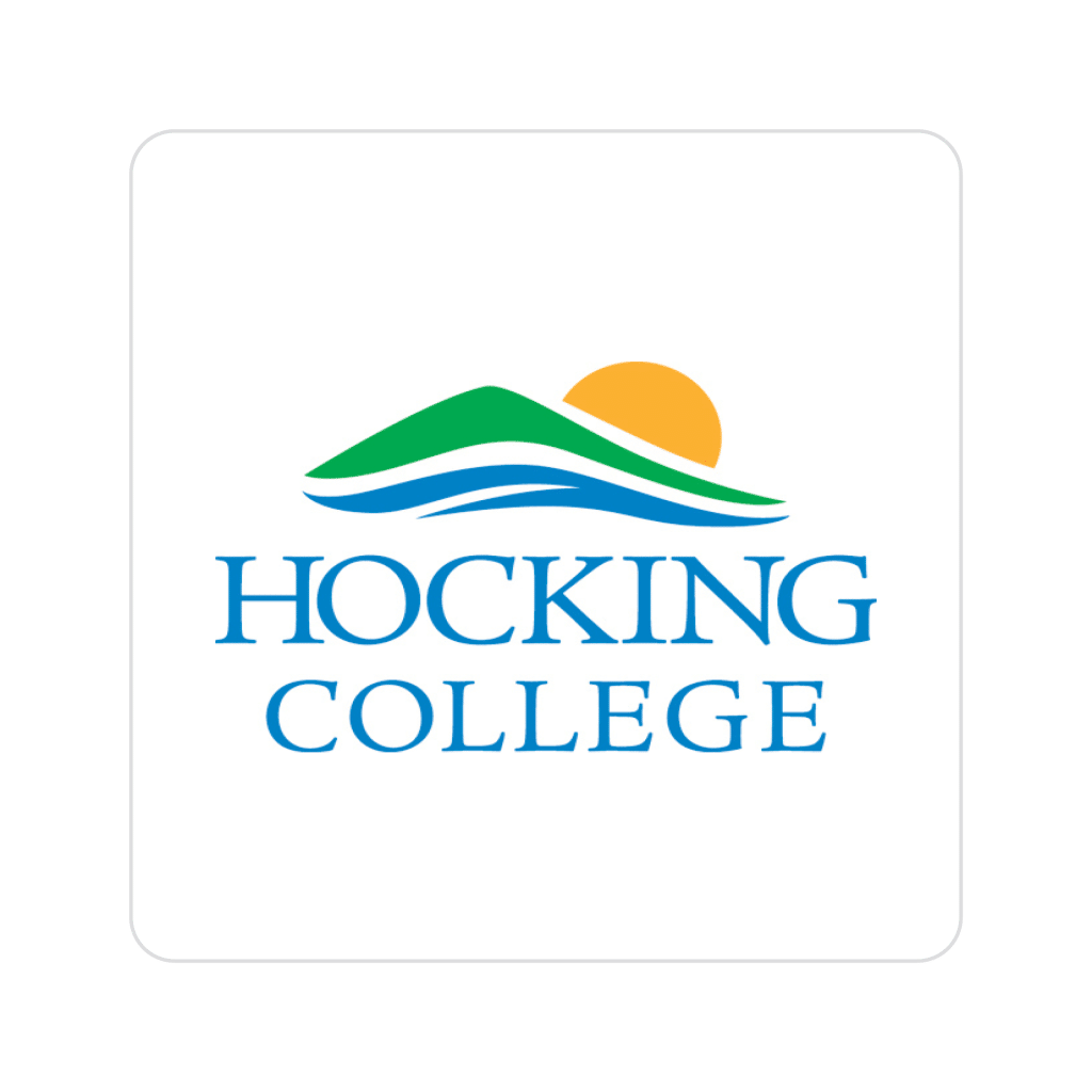 Logo with green, blue, and orange curved swooshes above the blue text 'HOOKING COLLEGE' (a stylized college logo).