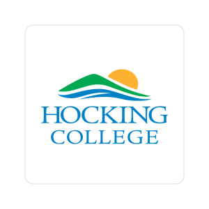 Logo with green, blue, and orange curved swooshes above the blue text 'HOOKING COLLEGE' (a stylized college logo).