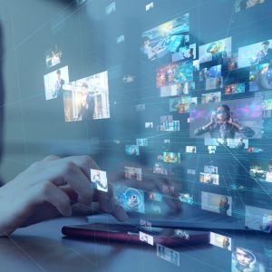 Social networking service concept. Streaming video. Video library. Social networking service concept. Streaming video. Video library.